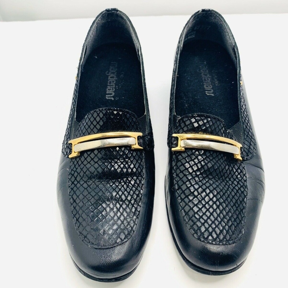 MAGDESIANS  Snake Embossed Pat Leather Flat Loafer